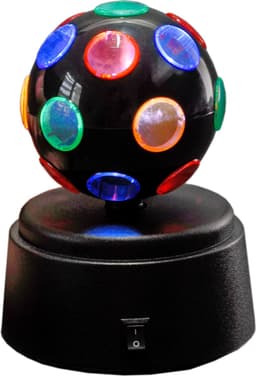 Disco bol - zwart - roterend - D7xH12 cm - mini - multi kleurige - LED verlichting - party licht bal - discobal — thumbnail 2