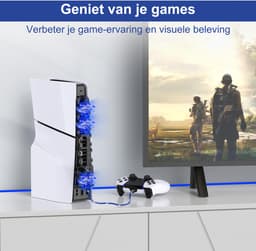 RGB Koelventilator geschikt voor Playstation 5 Slim Console - voor PS5 Slim met LED-lichtkoelsysteem - PS5 Slim Disc Edition & Digital Edition Console - Zwart — thumbnail 4