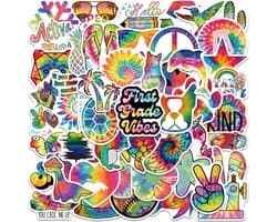 Tie Dye Stickers set - 50 Leuke Stickers voor Laptop, Muur, Decoratie, Agenda etc. - Peace/Hippie/Regenboog