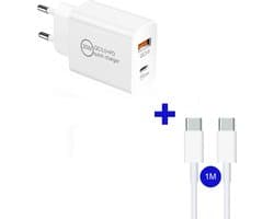 USB C Adapter + Kabel 1M - USB stekker 20W - geschikt voor al jouw USB-C Apparaten - Snellader - Oplader - Universeel - Lader