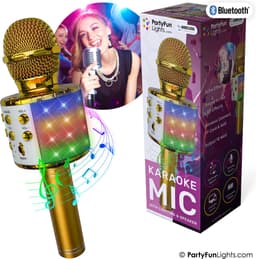 PartyFunLights - Karaoke Microfoon Bluetooth - Goud - Karaoke Set - Voor Kinderen en Volwassenen - Draadloos - Echo - Met Speaker - LED Licht - Nederlandse Handleiding — thumbnail 3