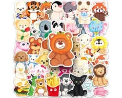 Schattige Dieren stickers - 50 Stickers met knuffels - Leuk voor Laptop. Stickers voor kinderen