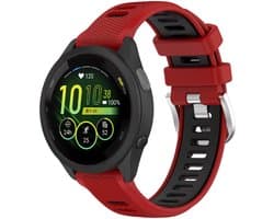 Strap-it Sport siliconen smartwatch bandje 20mm - geschikt voor Garmin Venu / Venu SQ / SQ 2 / Venu 2 Plus / Vivoactive 3 / Vivoactive 5 / Vivomove (HR - Style - Luxe - Sport) / Forerunner 245 / 570 - 42mm / 645 / 55 / 165 - rood/zwart