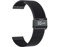 Kiraal - RVS Horlogebandje - 22mm - Zwart - Geschikt Voor Fit 4 - Fit 5 - Fit 10- Luxe Metalen Smartwatch Bandje - Stijlvol Schuif Bandje
