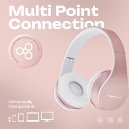 PowerLocus P1 Bluetooth Koptelefoon – Draadloos – Over Ear – Met Microfoon – Inklapbaar - incl. Hoes – Rose Gold — thumbnail 5
