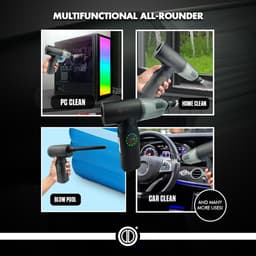 Drymon® Aerodust, stofzuiger en stofblazer - 120W krachtige motor - LED - Kruimeldief - HEPA-filter - Handstofzuiger - Air Duster - Kruimelzuiger - 12-Delig - 5-talige handleiding — thumbnail 4
