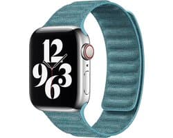 By Qubix - Geschikt voor Apple Watch bandje - Denim nylon bandje - Lichtblauw - Geschikt voor Apple Watch 38 mm / 40 mm / 41 mm / 42 mm - Smartwatch bandje - nylon - bandje iWatch