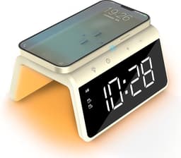 Caliber Wekker - Draadloze Oplader - Wake-up Light - Digitale wekker - Wekkers digitaal - Digitale klok - Geel (HCG019QI-YE) — thumbnail 1