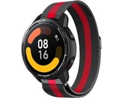 Strap-it Smartwatch bandje Milanese - geschikt voor Xiaomi Mi Watch / Watch S1 / Watch S1 Pro / Watch 2 Pro / S1 Active / Amazfit Pace / Amazfit Stratos 2 / 2s / 3 - zwart/rood