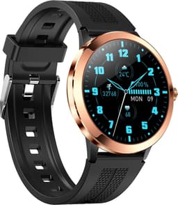 Belesy® TREASURE - Smartwatch Dames - Smartwatch Heren - Horloge - 1.32 inch – kleurenscherm – Stappenteller - Gezondheidsindicatoren – Je eigen foto als wijzerplaat - Goud – Siliconen – Zwart - Moederdag — thumbnail 2