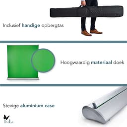 IMLI Green screen voor Game Capture |150 X 205 cm| Met achtergrondsysteem | Roll up banner - Chroma key — thumbnail 5