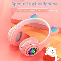 Mogi Products-Kinder Koptelefoon-Draadloze Hoofdtelefoon-Kids Headset-Over Ear-Bluetooth-Microfoon-Katten Oorjtes-Led Verlichting — thumbnail 2