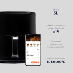BluMill Digitale Airfryer - 8 Programma's - Timer - 5L - Te bedienen met Touch Screen of App — thumbnail 6