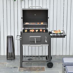 Outsunny Grillwagen houtskoolgrill houtskoolgrill BBQ-grill staande grill tuingrill roestvrij staal 846-013 — thumbnail 4