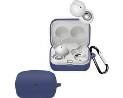 Somstyle Luxe Siliconen Hoesje Geschikt voor Sony Linkbuds WF-L900 - Draadloze Oortjes Soft Case - Donkerblauw — afbeelding 1