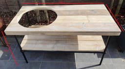 Buitenkeuken Kamado | 140x70cm | Gat 58cm | Zwart Staal en Hout | BBQ Tafel | Barbecue | Big Green Egg — thumbnail 4
