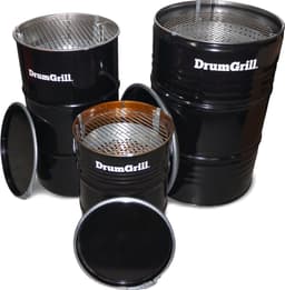 Drumgrill Small - Houtskoolbarbecue - Zwart Staal - Ø40x58 cm - 60L Olievat - Vuurkorf & Bijzettafel in 1 - Industrieel Design — thumbnail 2