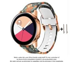 Rozen print Siliconen Bandje voor bepaalde 20mm smartwatches van verschillende bekende merken (zie lijst met compatibele modellen in producttekst) - Maat: zie foto – 20 mm red rubber smartwatch strap Roos - Bloem - Bloemen