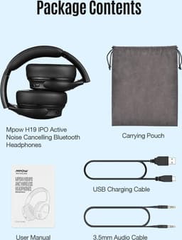 Mpow H19 IPO – Draadloze Hoofdtelefoon – Active Noise Cancelling (ANC) – Bluetooth – Zwart — thumbnail 5