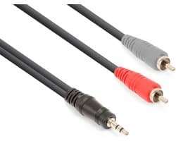 Vonyx audiokabel voor verbinding van een telefoon, tablet, pc, laptop op een versterker, actieve speaker, etc. - 3 meter