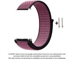 Roze / Paars / Zwart Nylon sporthorloge Bandje voor bepaalde 20mm smartwatches van verschillende bekende merken (zie lijst met compatibele modellen in producttekst) - Maat: zie foto – 20 mm nylon smartwatch strap