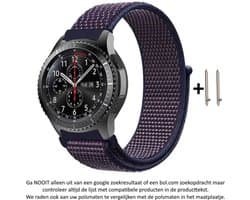 Indigo / Blauw / Paars Nylon Bandje voor bepaalde 20mm smartwatches van verschillende bekende merken (zie lijst met compatibele modellen in producttekst) - Maat: zie foto – 20 mm indigo / purple / blue smartwatch strap
