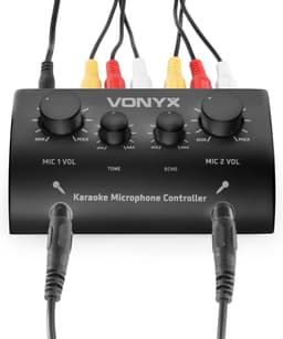 Karaoke set - Vonyx AV430B - 2x karaoke microfoon met mixer met echo effect - Maak van je stereo set een echte karaoke set! - Zwart — thumbnail 3