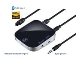 Bluetoolz® | BT-3753 | Aptx® High Res Audio Bluetooth 5.0 ontvanger - zender | Geen tot zeer geringe vertraging | 2 jr garantie! | Gratis helpdesk | Incl. alle kabels - Bluetooth Receiver - Bluetooth Transmitter - 3.5MM Aux - optical in en out