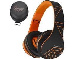 PowerLocus P2 - Draadloze Over-Ear Koptelefoon Inklapbaar - Bluetooth Hoofdtelefoon - Met microfoon – Headphone - Micro SD mode – Incl. Carry Case – Oranje
