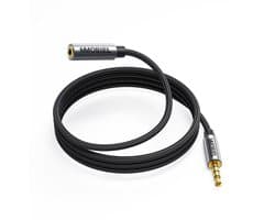 MMOBIEL 3.5mm Audio Male to Female Jack Aux Kabel - 4-Polige TRRS Jacks - Aux to Aux Verlengkabel - Audio en Microfoon Functie - Geschikt voor Headset, Laptop, Telefoon, Luidspreker, etc. - 1M