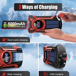 Dutchers® Onverwoestbare Noodradio 5000 mAh - Schok- en valbestendig - Solar Opwindbaar - Opwindbare Radio - Survival - Dynmo en Zonnepaneel - Powerbank - Dynamo Radio - Zaklamp - Noodpakket - Telefoon opladen — thumbnail 3