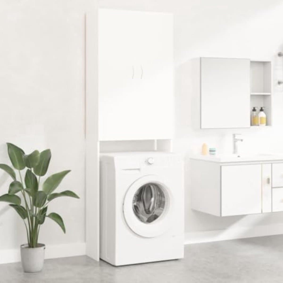 Wasmachine Ombouw - Wasmachine Meubel - Wasmachine Kast - Wit — afbeelding 1