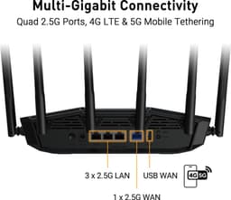 ASUS TUF Gaming BE6500 (TUF-BE6500) draadloze router 2,5 Gigabit Ethernet dual-band (2.4 GHz / 5 GHz) zwart — thumbnail 4