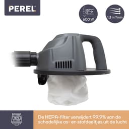 Perel Mini-aszuiger, haardzuiger, stofzuiger voor as, open haard, barbecue, droogzuiger met flexibele slang 0.3 m, HEPA-filter, zuigfunctie, zonder zak, 600 W, 4 L — thumbnail 2