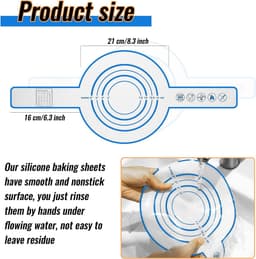 52,5×21,5 cm - 2 stuks - Multifunctionele siliconen bakmat - Sling-bakmat met lange handgreep - Broodbakmat - Broodsiliconen - Siliconen bakmat - Geschikt voor airfryer, oven en magnetron - Blauw — thumbnail 2