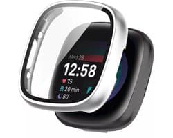 Strap-it Hard case hoesje met ingebouwde screen protector - geschikt voor de Fitbit Versa 4 en Fitbit Sense 2 (zilver)