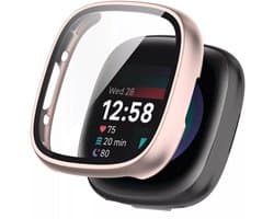 Strap-it Hard case hoesje met ingebouwde screen protector - geschikt voor de Fitbit Versa 4 en Fitbit Sense 2 (rosé roze)