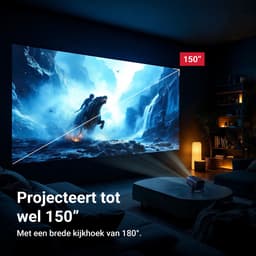 Mini Beamer - Mini Projector - 1920x1080P Full HD - 4K Ondersteuning - 430 Ansi - 12000 Lumen - Streamen Vanaf Je Telefoon / Tablet / PC / Laptop met WiFi & Bluetooth - Met Apps,YouTube / Netflix/ Prime — thumbnail 3