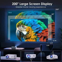 Carlovo Projector - Mini Beamer - Mini Projector - Beamer - Draagbare Projector - Thuisbioscoop - LED - Afstandsbediening - Inclusief Reistasje - Wifi - Bluetooth - Full HD 1080P - Wit — thumbnail 3