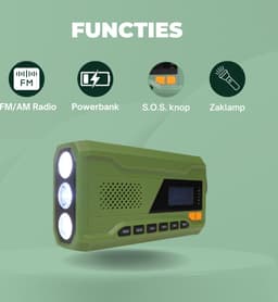 Noodradio - Solar - Opwindbaar - Handslinger - Powerbank - Zonne-energie - Zaklamp - Opwindbare Radio - Noodpakket — thumbnail 2