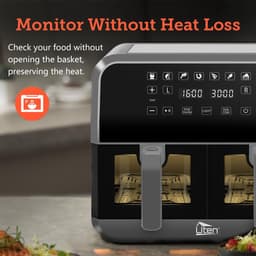 Uten - Dubbele Airfryer - XXL - Hetelucht friteuse - 8 programma's - 4 Accesoires - PFAS vrij - 40 tot 200°C - 1700W - Zwart — thumbnail 4