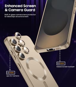AziLine Magnetische Premium Goud Hoes voor Galaxy S25 – Stijlvolle Bescherming met Ingebouwde MagSafe en Camera Lens Bescherming Geschikt voor Samsung Galaxy S25 — thumbnail 3