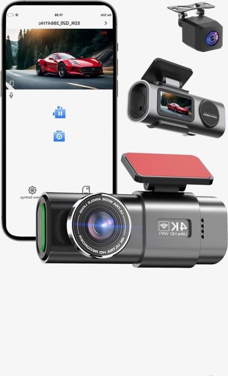Selevie Dual Dashcam - Dashcam Voor Auto 4K + 1080p - Voor en Achter Camera – Auto Camera Met Parkeermodus - G-Sensor - App Bediening - Nachtzicht — afbeelding 1