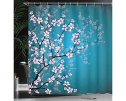 Floraweg Douchegordijn,Shower Curtain,badgordijn,Verschillende printen, bladeren, veren, strepen, bloemen, cube , digitale printen -Anti Schimmel - Inclusief 12 ringen -met 12 stuks douchegordijnhaken – Waterdicht -Wasbaar - 180x200 cm