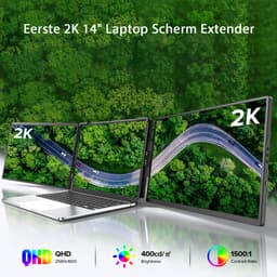 UPERFECT Portable Monitor Dual Screen G12 14" 2K Draagbare monitor| 100% sRGB | 180° Auto-Rotatie | Dual Mini HDMI/USB-C | Anti-verblindend IPS — thumbnail 3