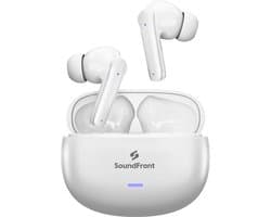 SoundFront Ultimate Draadloze Oordopjes - Bluetooth Oortjes - 26dB Active Noise Cancelling - Oortjes draadloos - Sport oordopjes - Geschikt voor smartphones & laptop - Wit