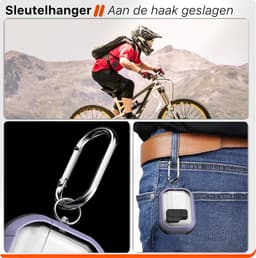 Schokbestendig Hoesje - Geschikt voor Apple AirPods 4 - Hardcase Met Sleutelhanger - Transparant & Paars — thumbnail 5