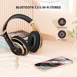 StayPowered Sound Hoofdtelefoon - Puur Geluid, Eindeloos Comfort - 6 EQ-Modi - 65 Uur Speeltijd - Bluetooth 5.3 - Ingebouwde HD-Microfoon - Dual-Modus - Superlicht & Verstelbaar - Zwart - Levering Sneller dan Aangegeven! — thumbnail 4