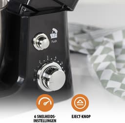 Royalty Line® PKM700 Keukenmachine - Keukenmixer 4 Liter - 1000W Keukenrobot - Foodprocessor Met Accessoires - Zwart — thumbnail 4