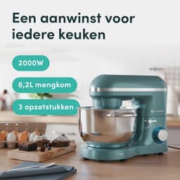 KitchenBrothers 2000W Keukenmachine - Keukenrobot - 6,2L - Mixer met Mengkom - Keukenmixer - BPA-vrij - Pastel Groen — thumbnail 3